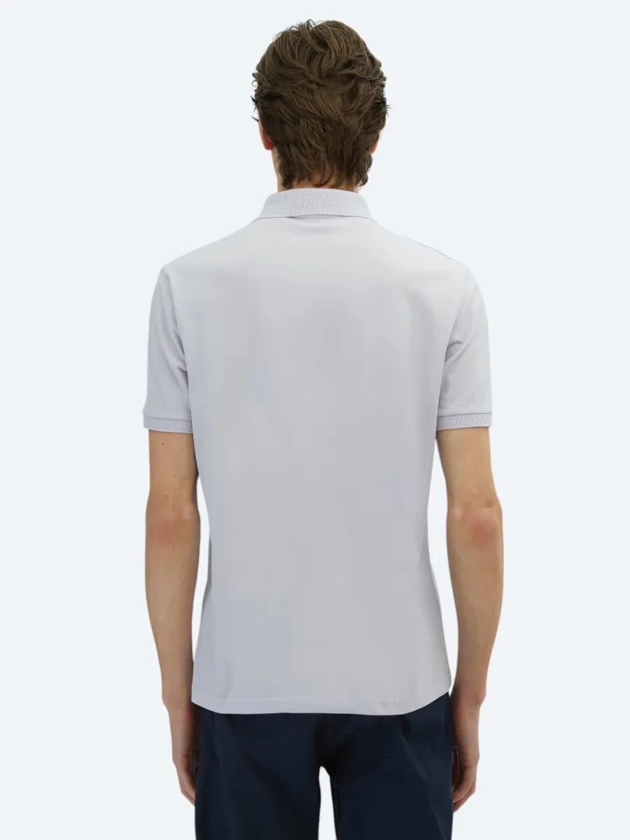 Lila Düz Polo Yaka %100 Pamuk T-Shirt - 4