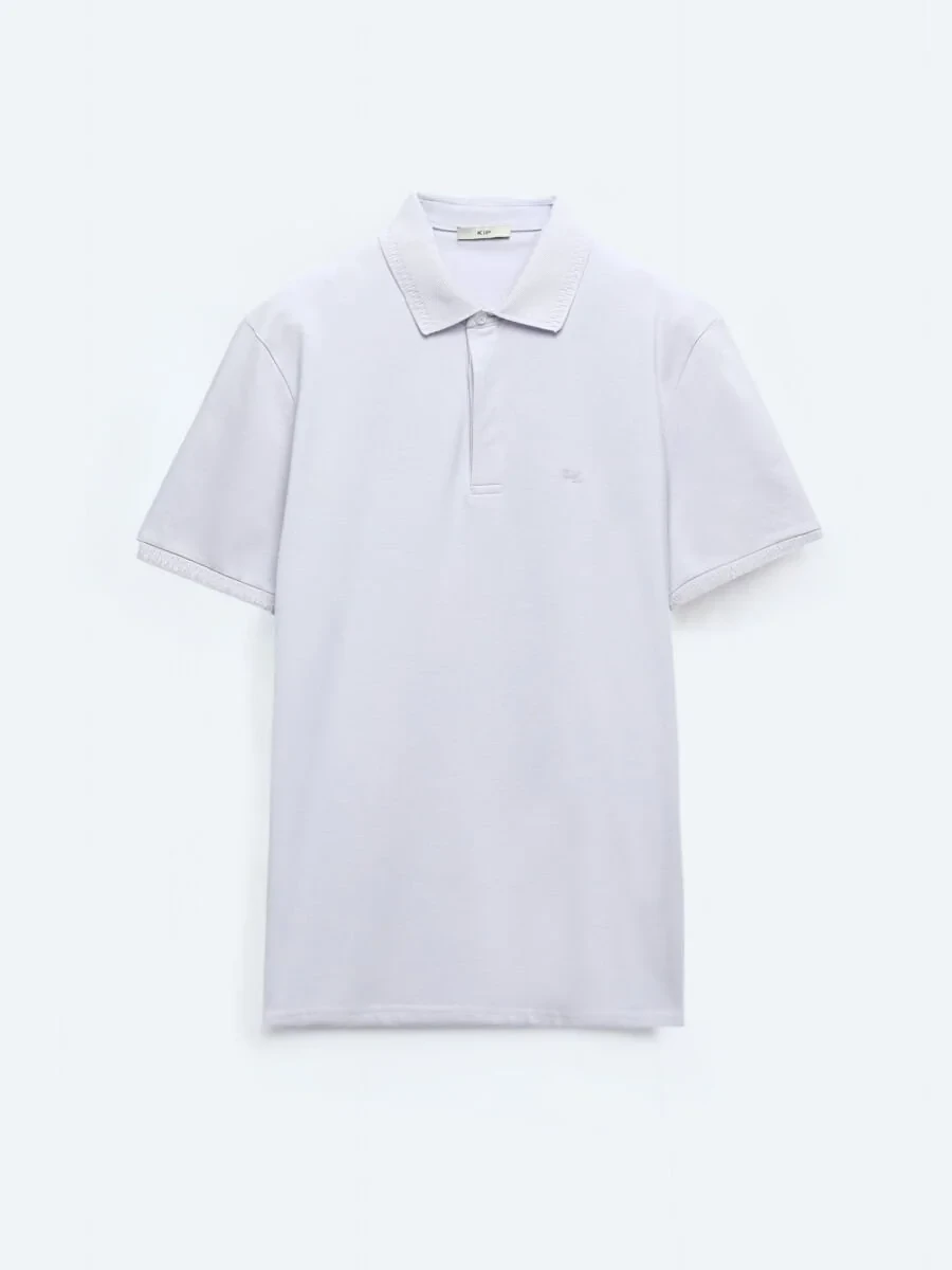 Lila Düz Polo Yaka %100 Pamuk T-Shirt - 5
