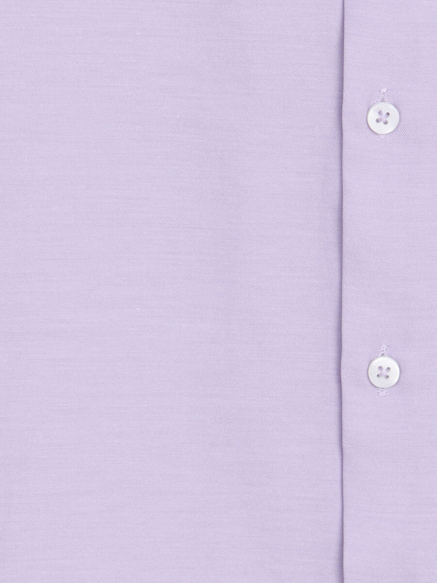 Lila Düz Slim Fit Uzun Dokuma Klasik Pamuk Karışımlı Gömlek - 10
