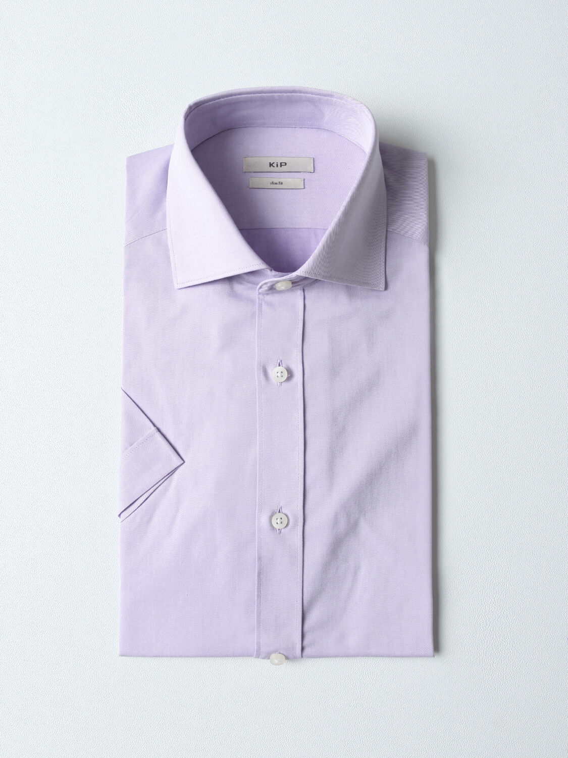 Lila Pamuk Karışımlı Kısa Kollu Gömlek - 1
