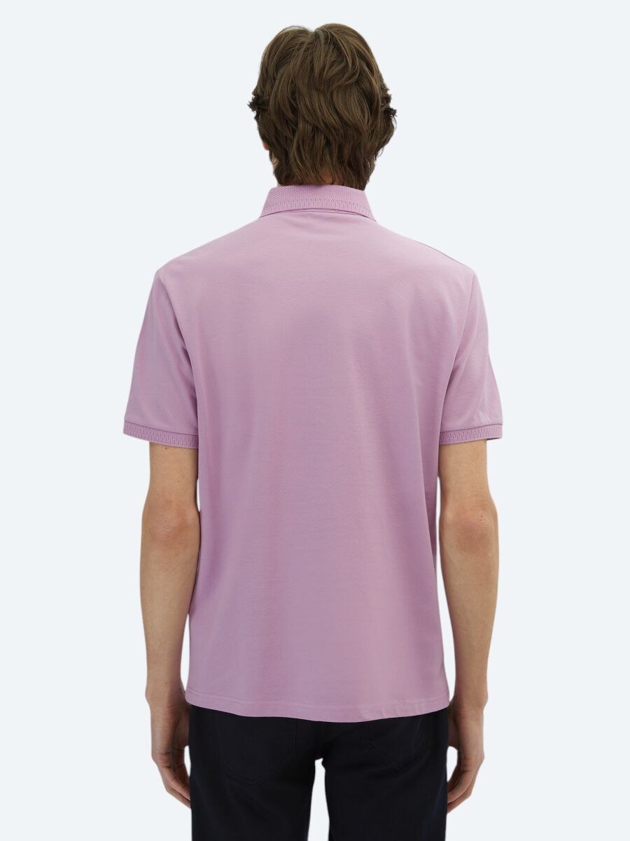 Lilac Plain Polo Neck 100% Cotton T-Shirt - 5