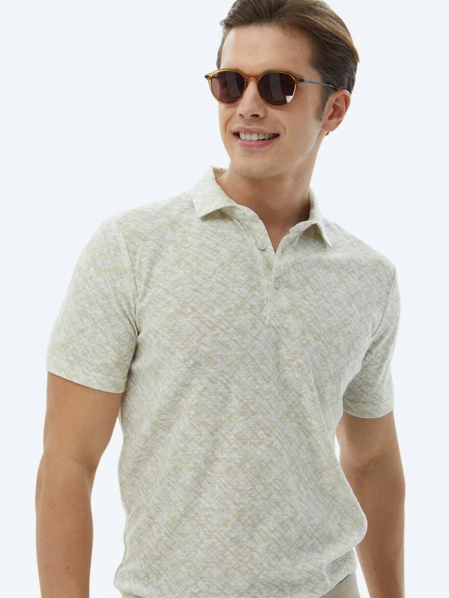 Limon Küfü Baskılı Polo Yaka Pamuk Karışımlı T-Shirt - 3
