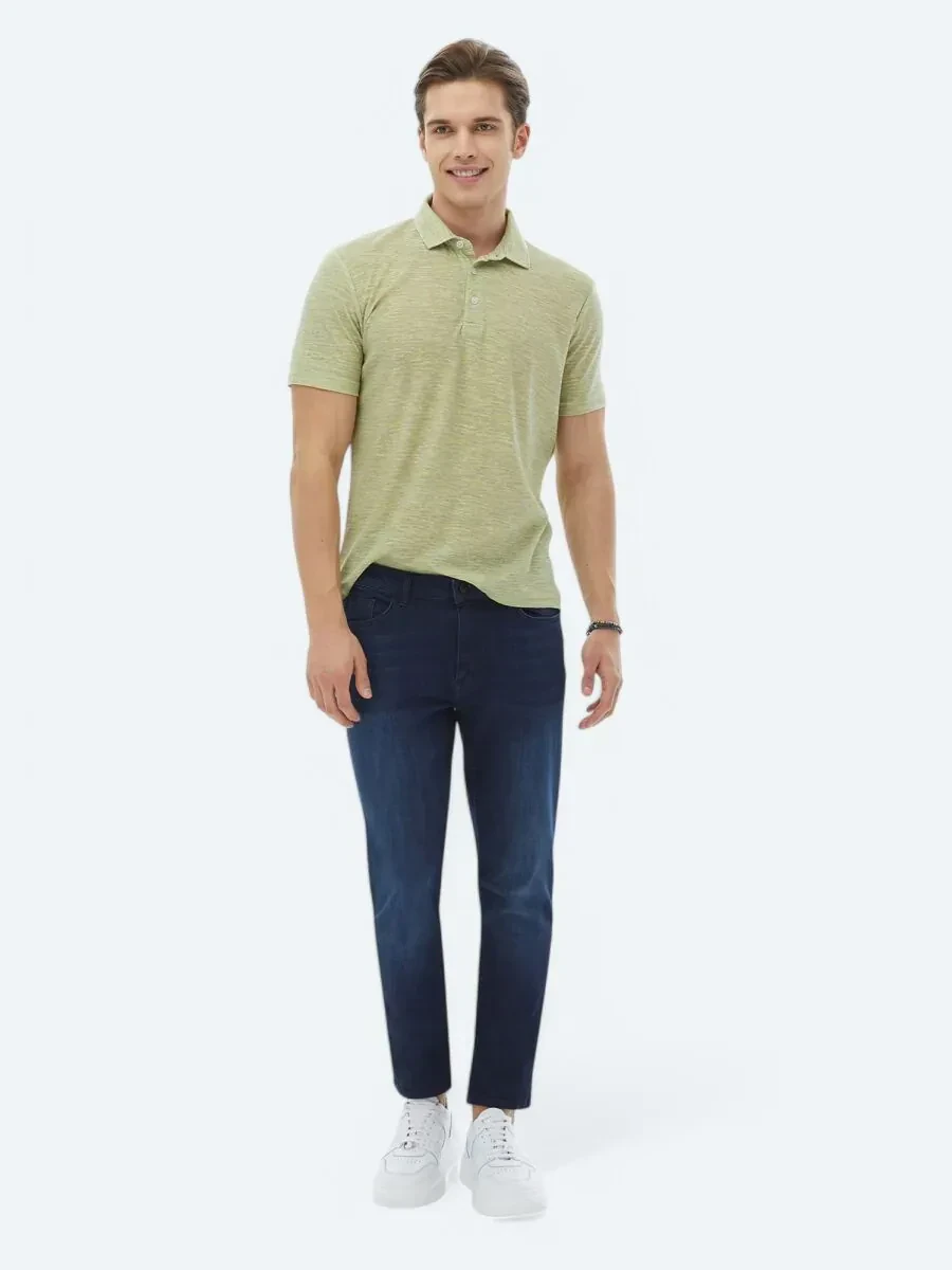 Limon Küfü Baskılı Polo Yaka Pamuk Karışımlı T-Shirt - 2