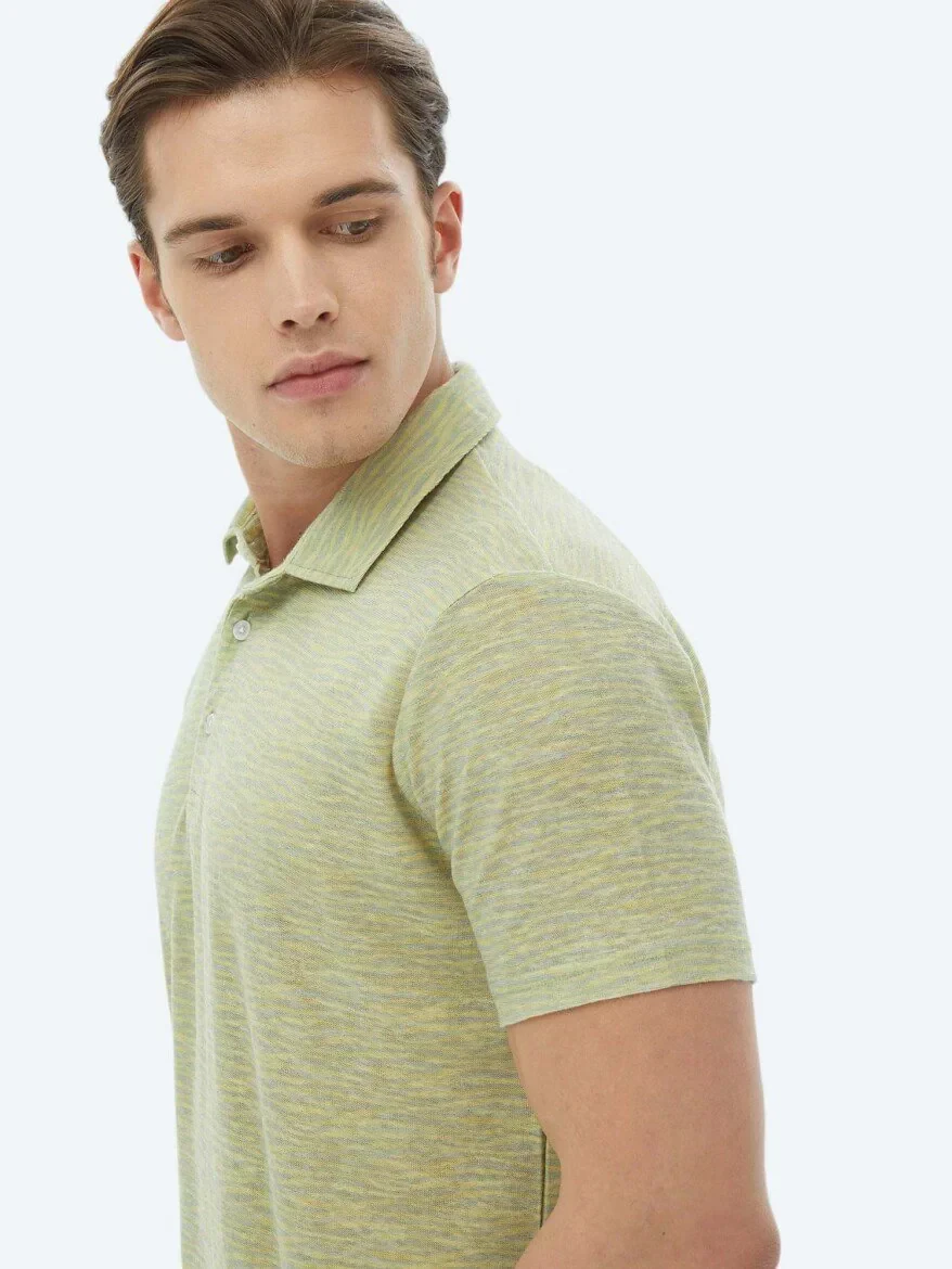 Limon Küfü Baskılı Polo Yaka Pamuk Karışımlı T-Shirt - 3