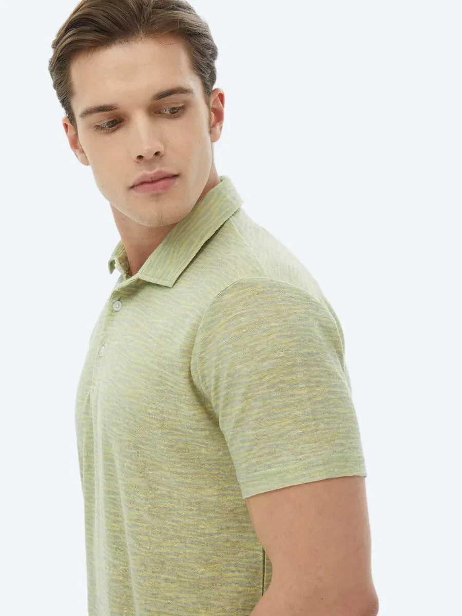 Limon Küfü Baskılı Polo Yaka Pamuk Karışımlı T-Shirt - 3