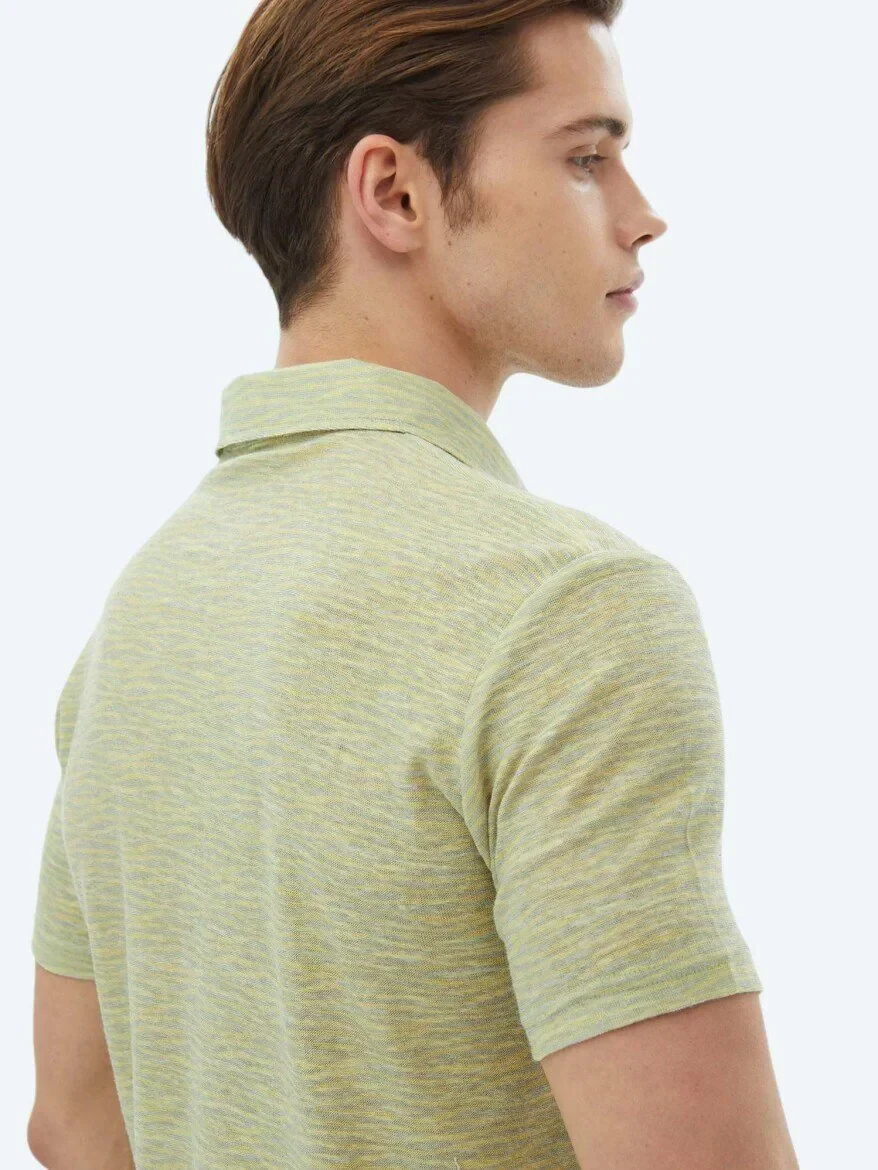 Limon Küfü Baskılı Polo Yaka Pamuk Karışımlı T-Shirt - 6