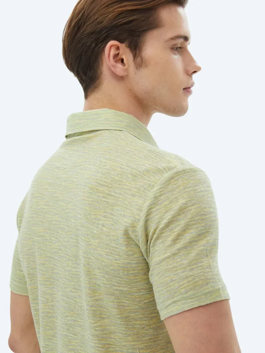 Limon Küfü Baskılı Polo Yaka Pamuk Karışımlı T-Shirt - 6