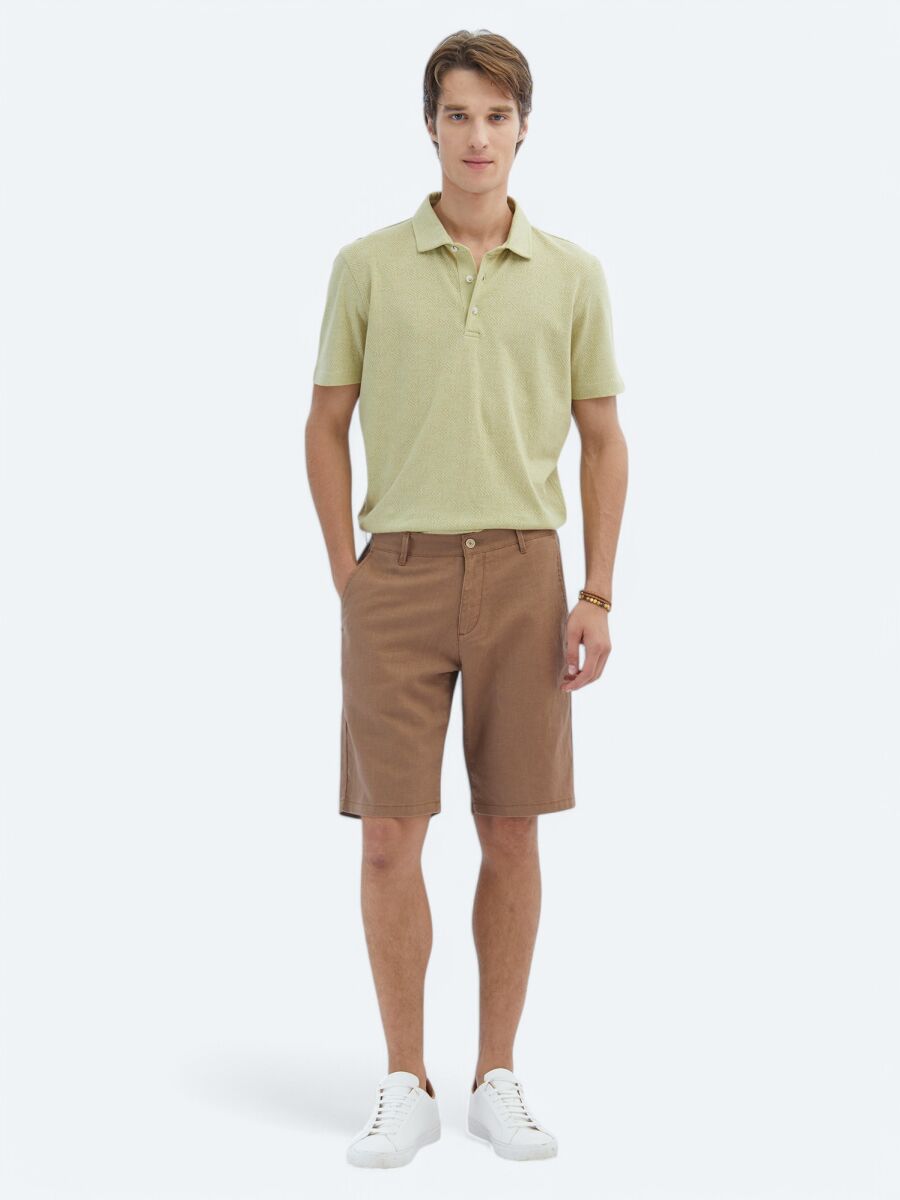 Limon Küfü Desenli Polo Yaka Pamuk Karışımlı T-Shirt - 2