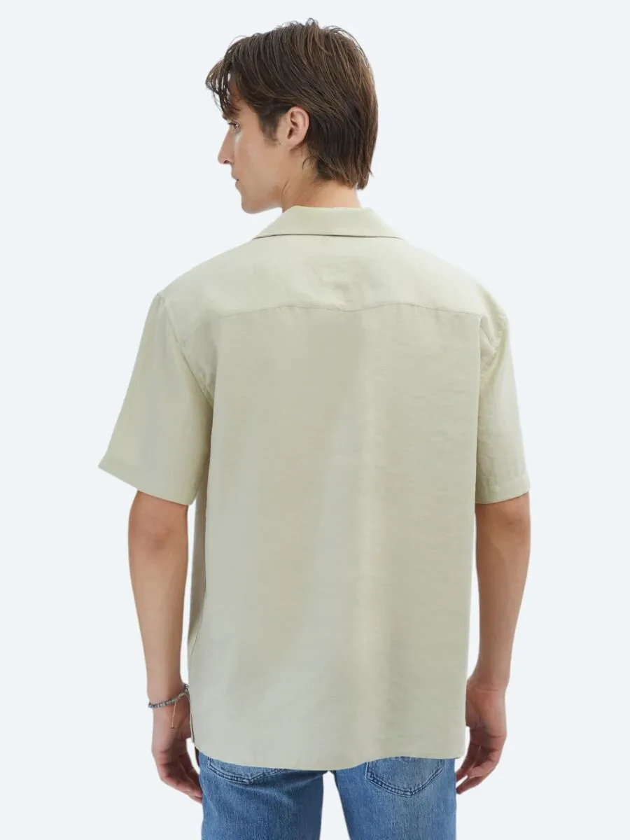 Limon Küfü Düz Oversize Fit Dokuma Casual Gömlek - 6