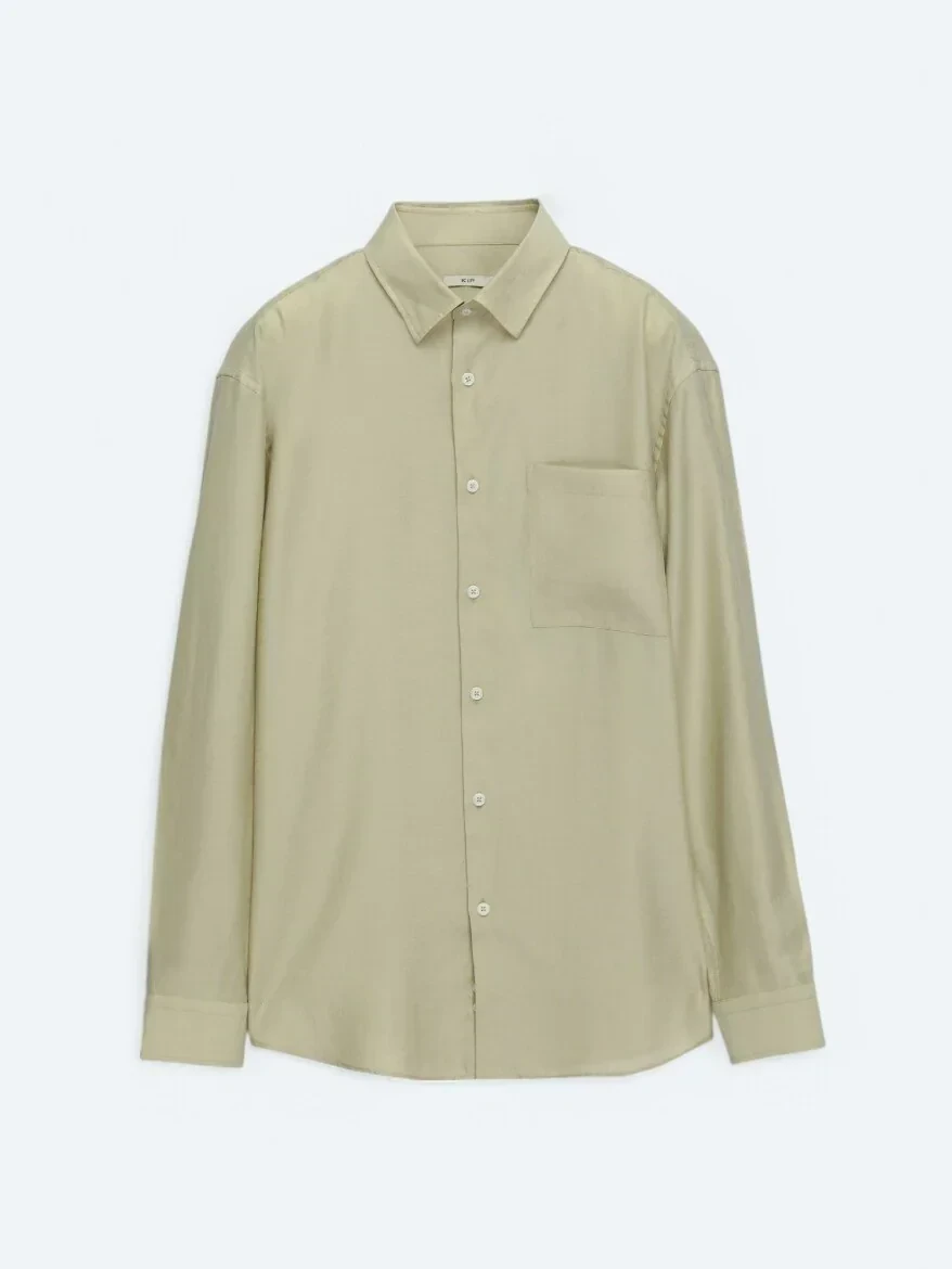 Limon Küfü Düz Oversize Fit Dokuma Casual Gömlek - 5