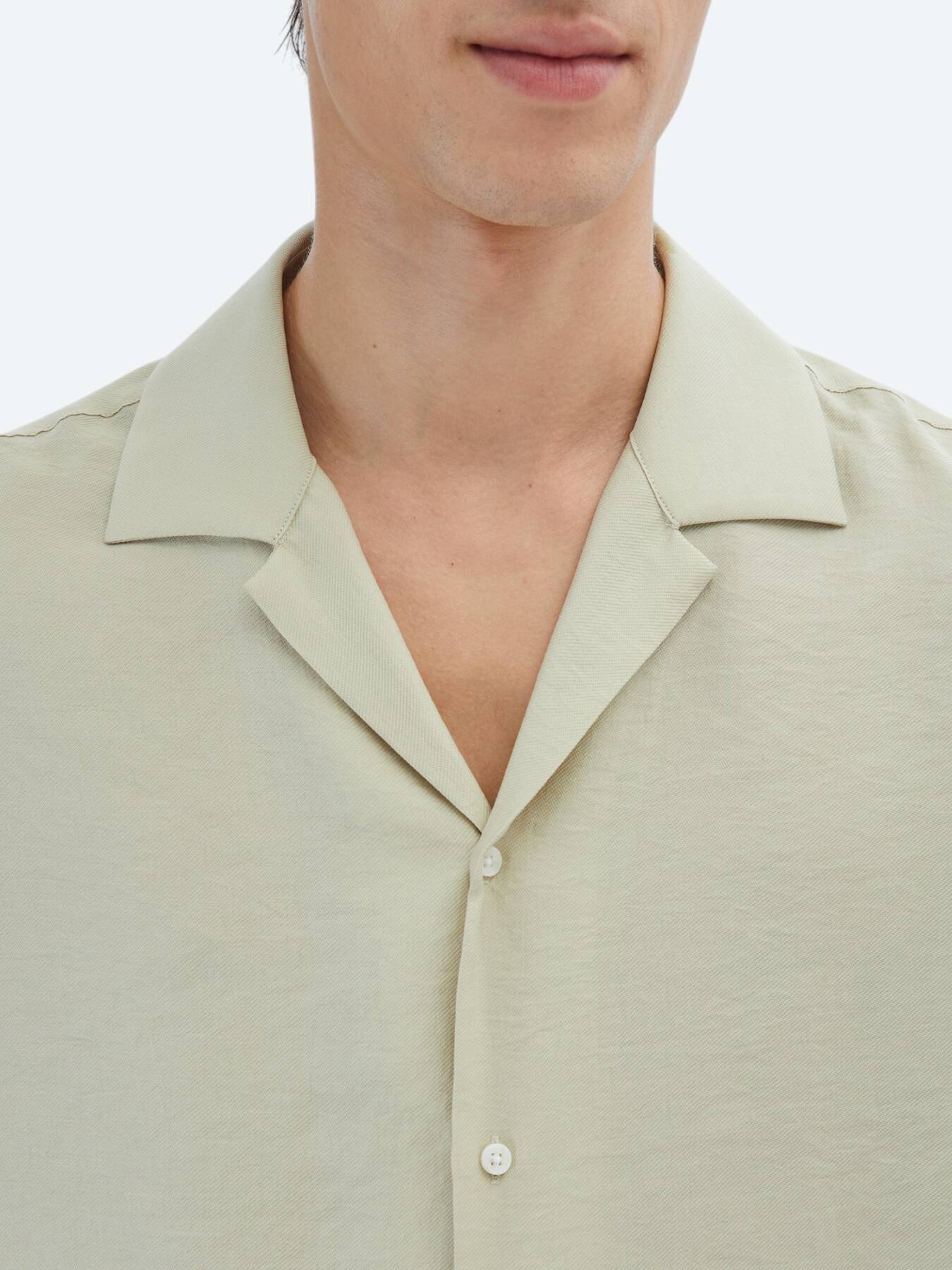 Erkek Limon Küfü Düz Oversize Fit Kısa Dokuma Casual Gömlek | KİP
