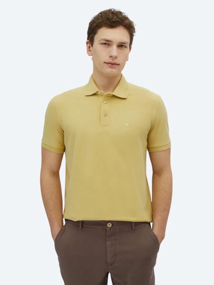 Limon Küfü Düz Polo Yaka %100 Pamuk T-Shirt - 1