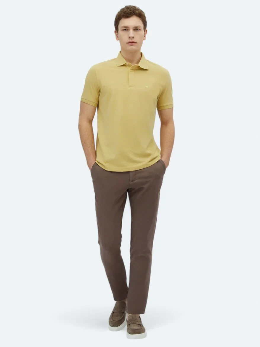 Limon Küfü Düz Polo Yaka %100 Pamuk T-Shirt - 2