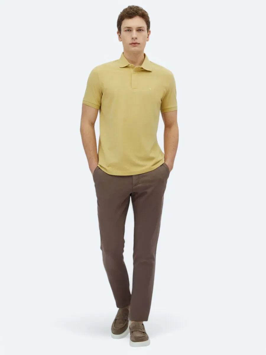 Limon Küfü Düz Polo Yaka %100 Pamuk T-Shirt - 2