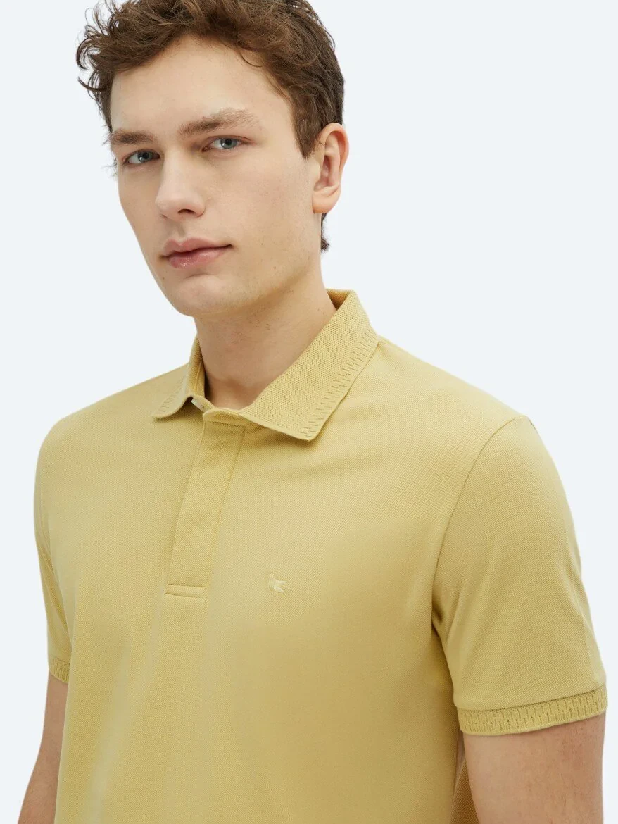 Limon Küfü Düz Polo Yaka %100 Pamuk T-Shirt - 3