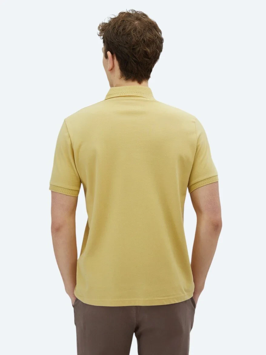 Limon Küfü Düz Polo Yaka %100 Pamuk T-Shirt - 5