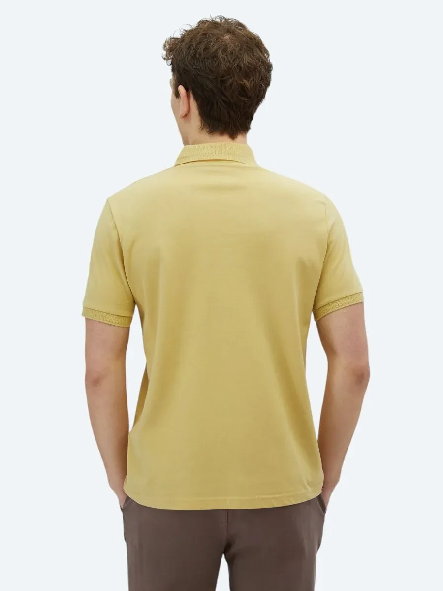 Limon Küfü Düz Polo Yaka %100 Pamuk T-Shirt - 5