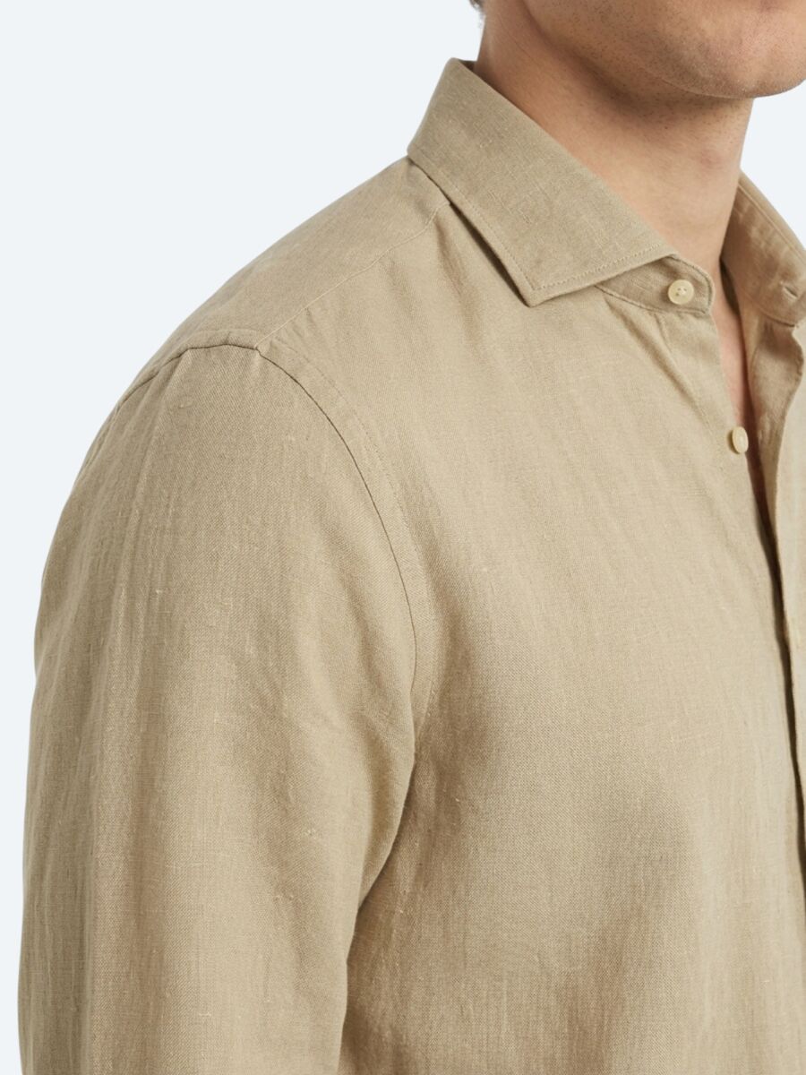 Limon Küfü Düz Regular Fit Uzun Dokuma Casual Pamuk Karışımlı Gömlek - 4
