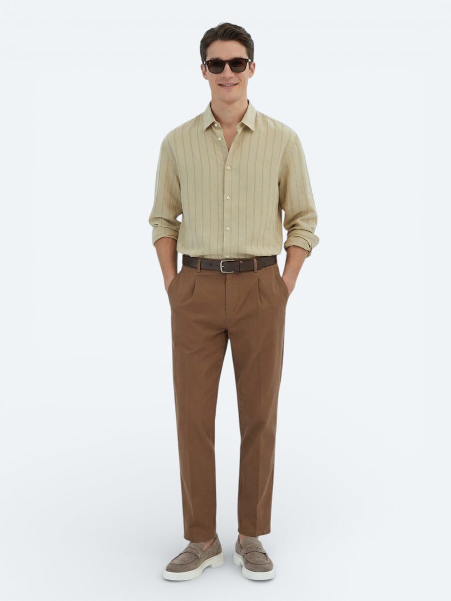 Limon Küfü Oversize Fit Uzun Dokuma Casual Gömlek - 3