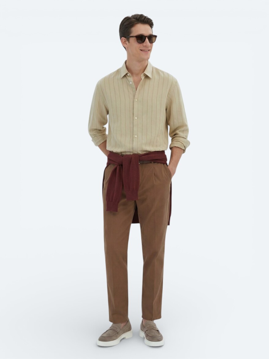 Limon Küfü Oversize Fit Uzun Dokuma Casual Gömlek - 4