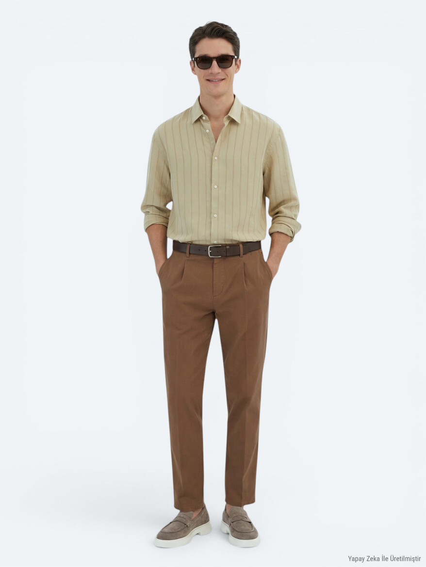 Limon Küfü Oversize Fit Uzun Dokuma Casual Gömlek - 3