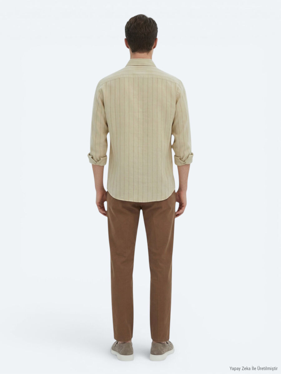 Limon Küfü Oversize Fit Uzun Dokuma Casual Gömlek - 5