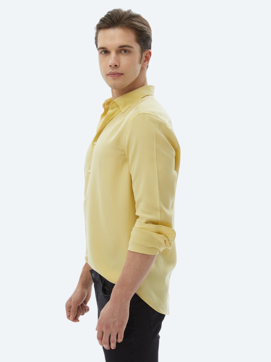 Limon Küfü Regular Fit Uzun Dokuma Casual Gömlek - 4