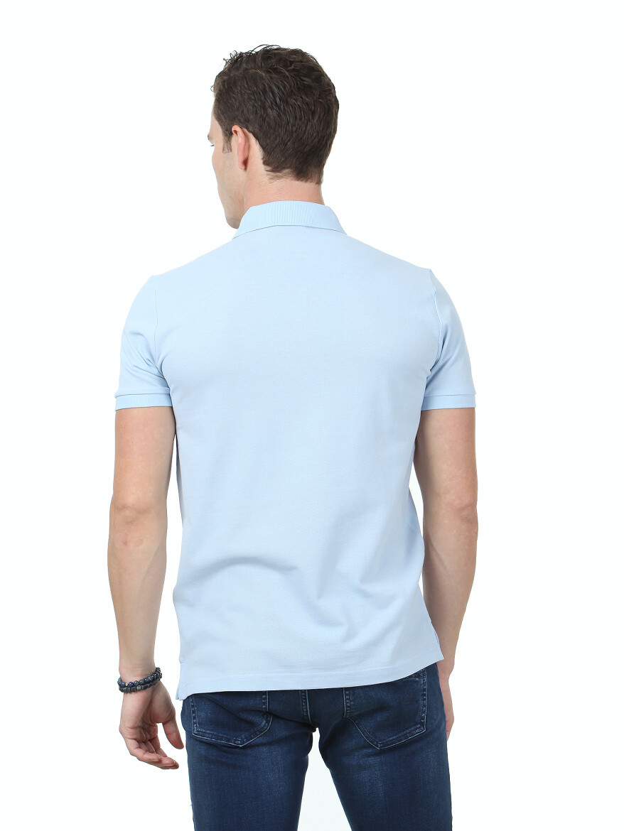 Mavi %100 Pamuk T-Shirt - 4