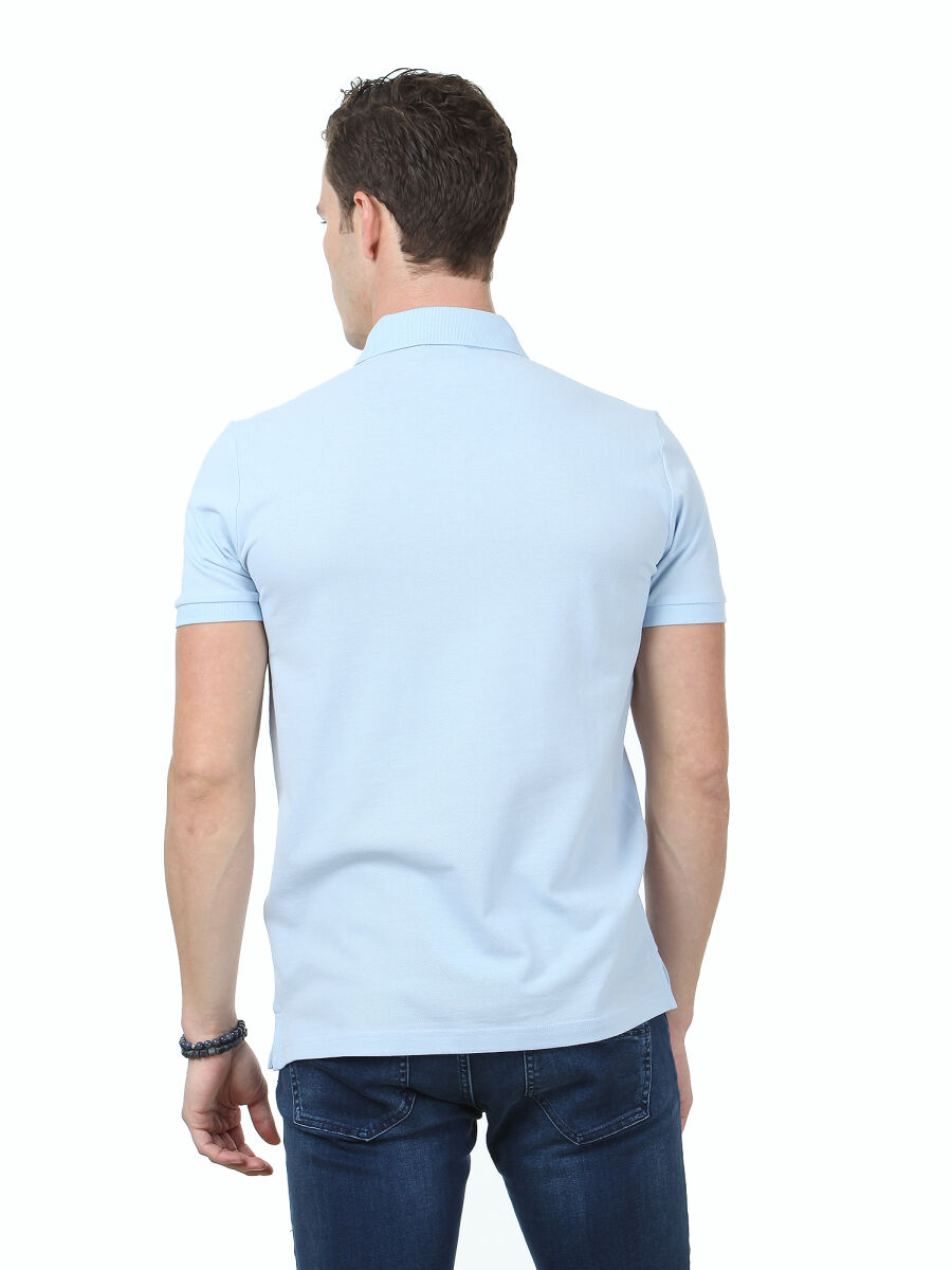 Mavi %100 Pamuk T-Shirt - 4