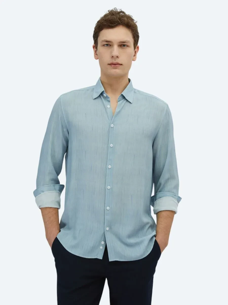 Mavi Baskılı Regular Fit Dokuma Casual Gömlek - 1