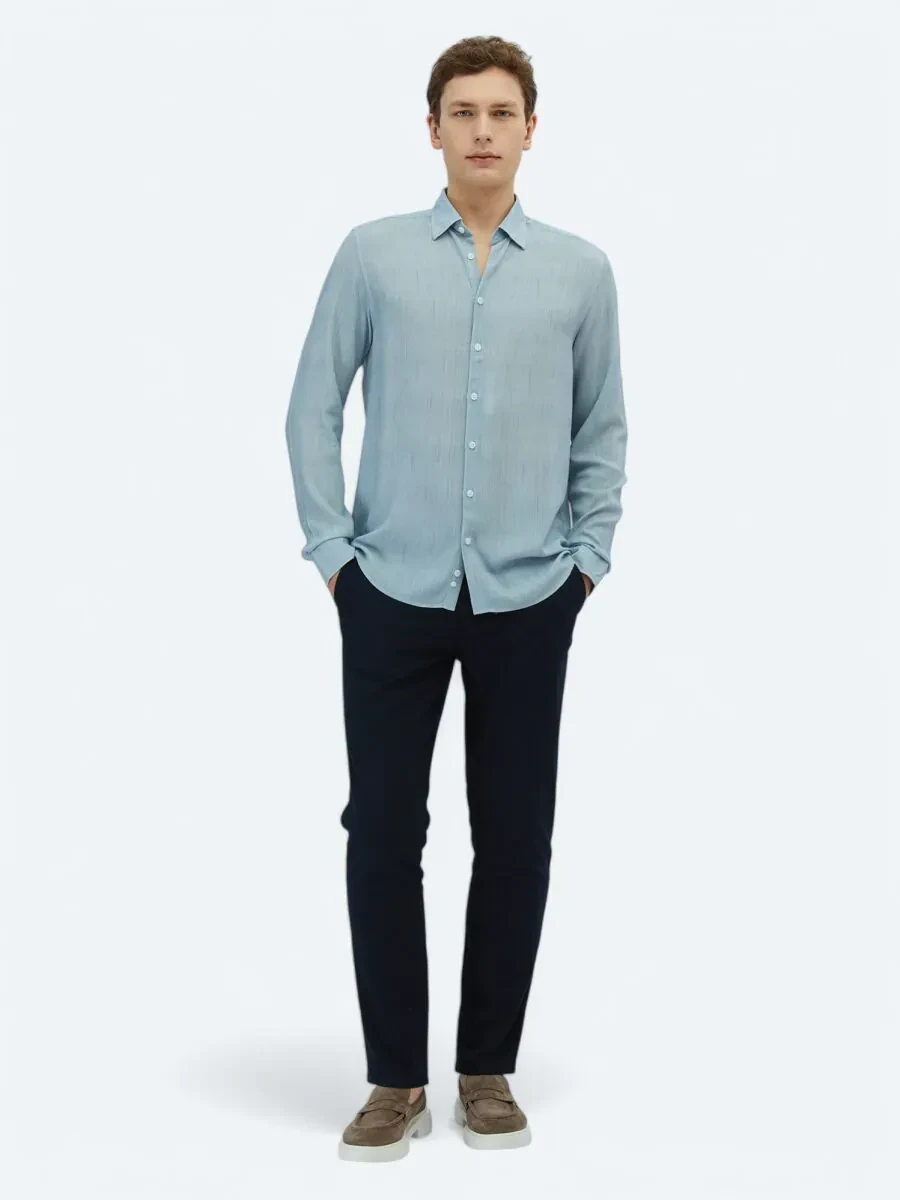 Mavi Baskılı Regular Fit Dokuma Casual Gömlek - 2