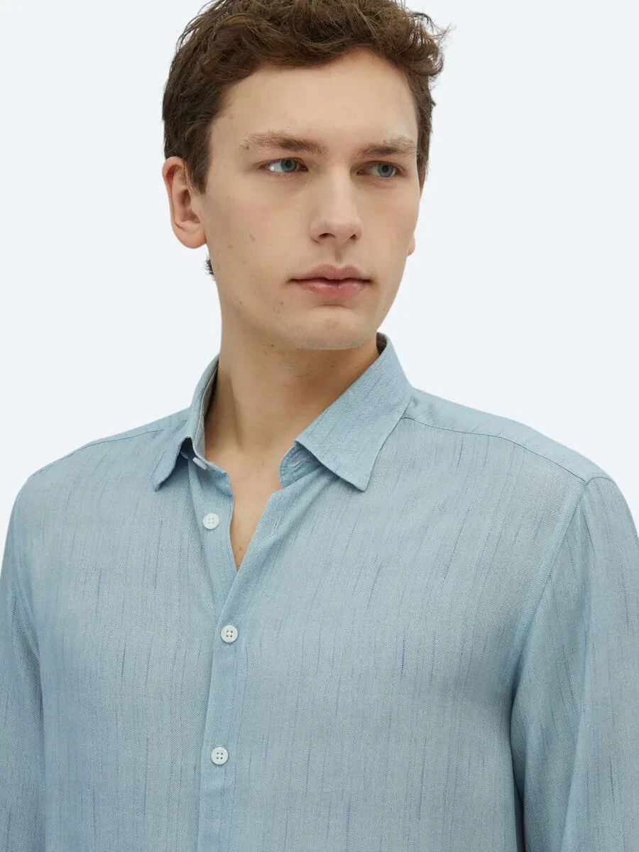 Mavi Baskılı Regular Fit Dokuma Casual Gömlek - 3