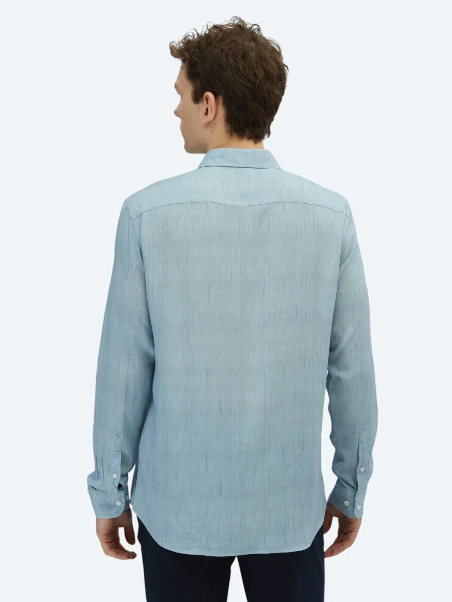 Mavi Baskılı Regular Fit Dokuma Casual Gömlek - 5