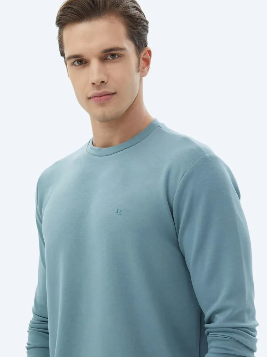 Mavi Bisiklet Yaka Baskılı Sweatshırt - 3