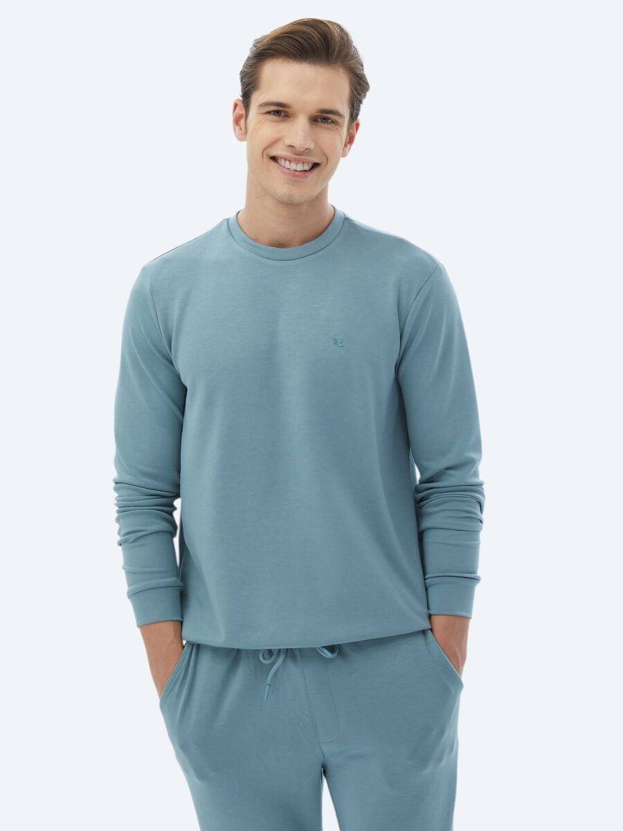 Mavi Bisiklet Yaka Baskılı Sweatshırt - 6