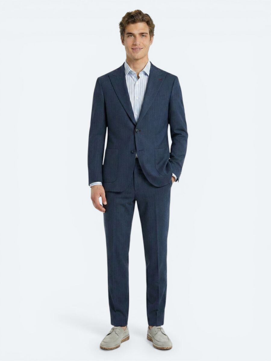 Mavi Çizgili Comfort Fit Takım Elbise - 2