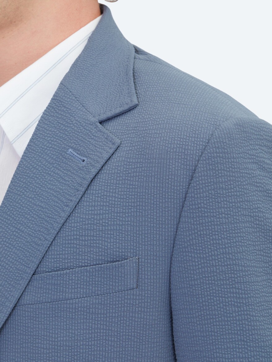 Mavi Çizgili Modern Fit Takım Elbise - 4