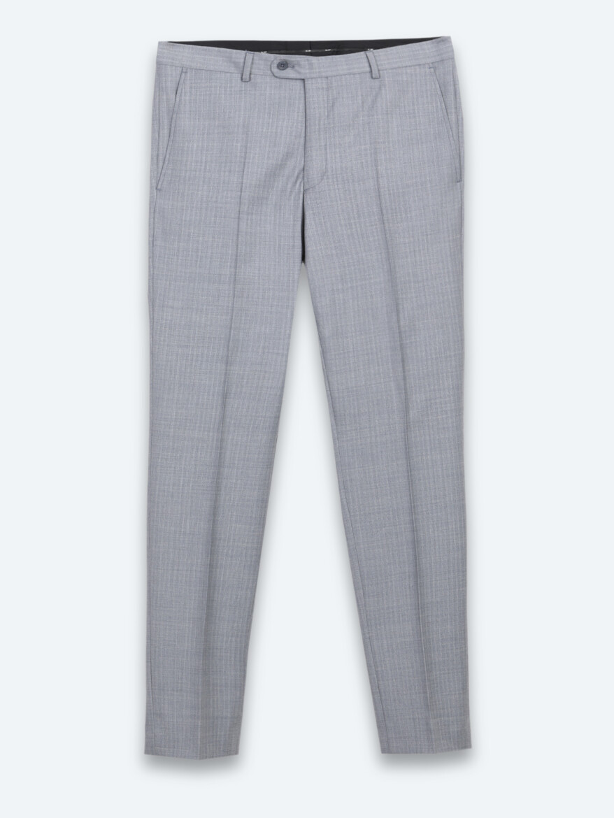 Mavi Çizgili Modern Fit Yün Karışımlı Takım Elbise - 7