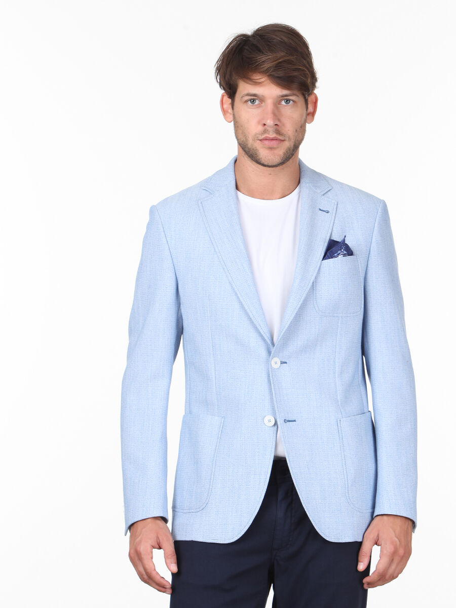 Mavi Desenli Modern Fit Ceket - 2