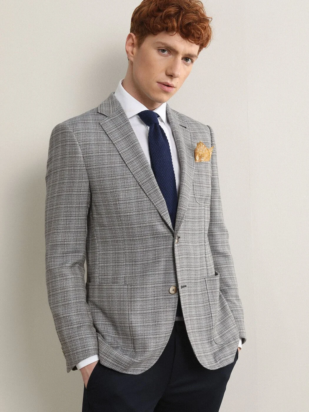 Mavi Desenli Modern Fit Ceket - 1