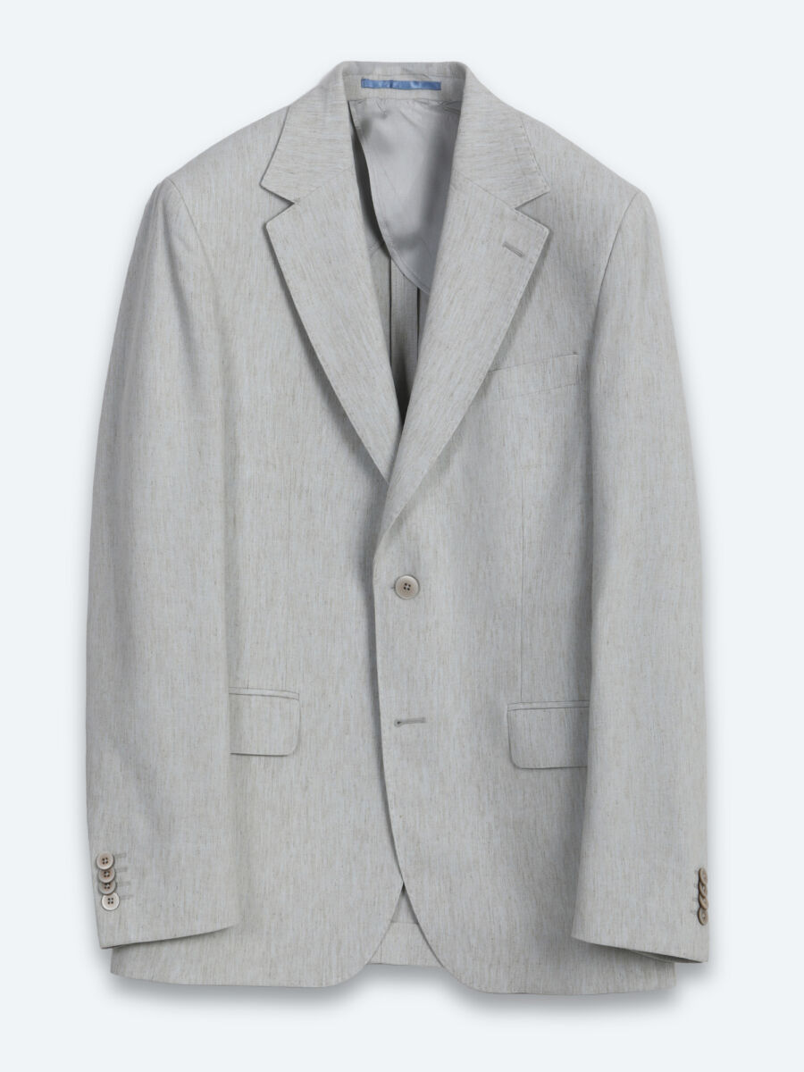 Mavi Desenli Modern Fit Çevre Dostu Keten Karışımlı Takım Elbise - 5