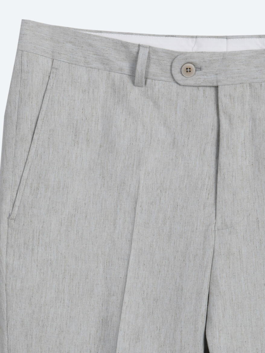 Mavi Desenli Modern Fit Çevre Dostu Keten Karışımlı Takım Elbise - 10