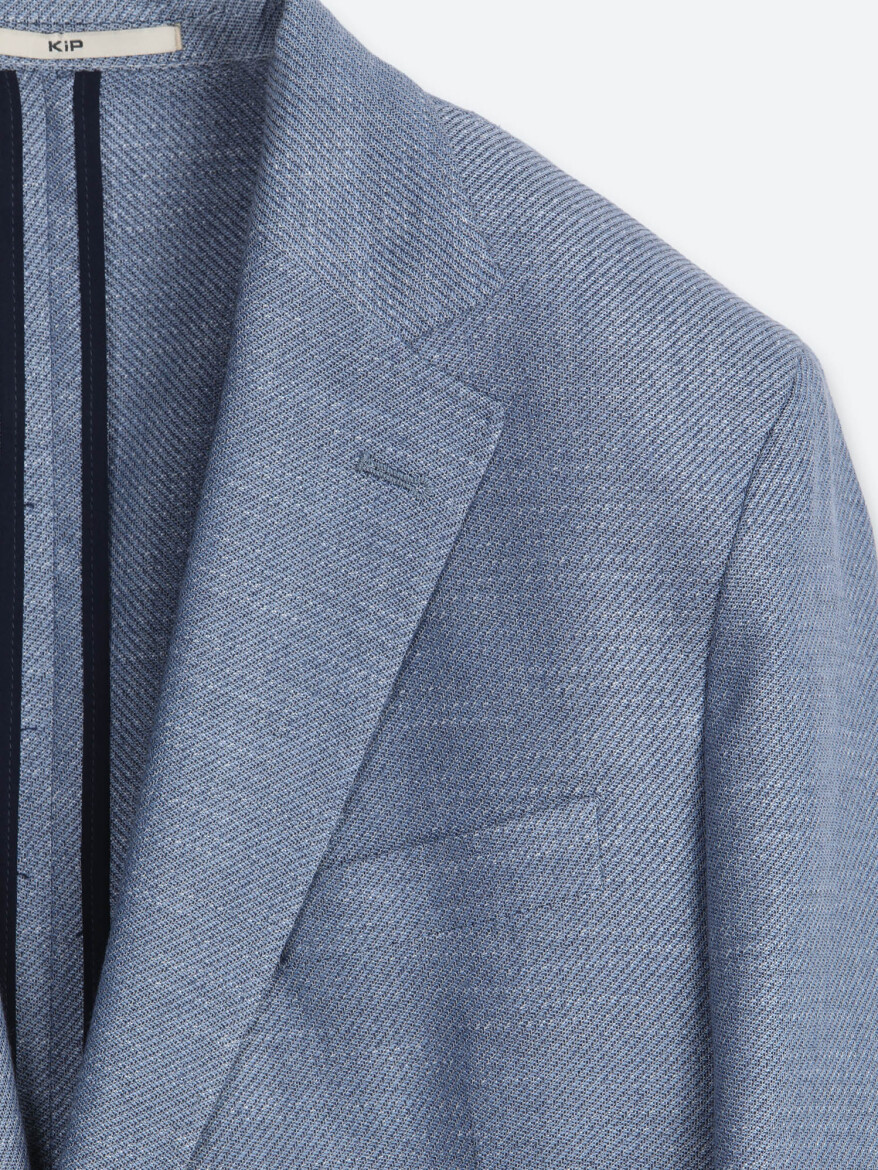 Mavi Desenli Modern Fit Çevre Dostu Pamuk Karışımlı Ceket - 7