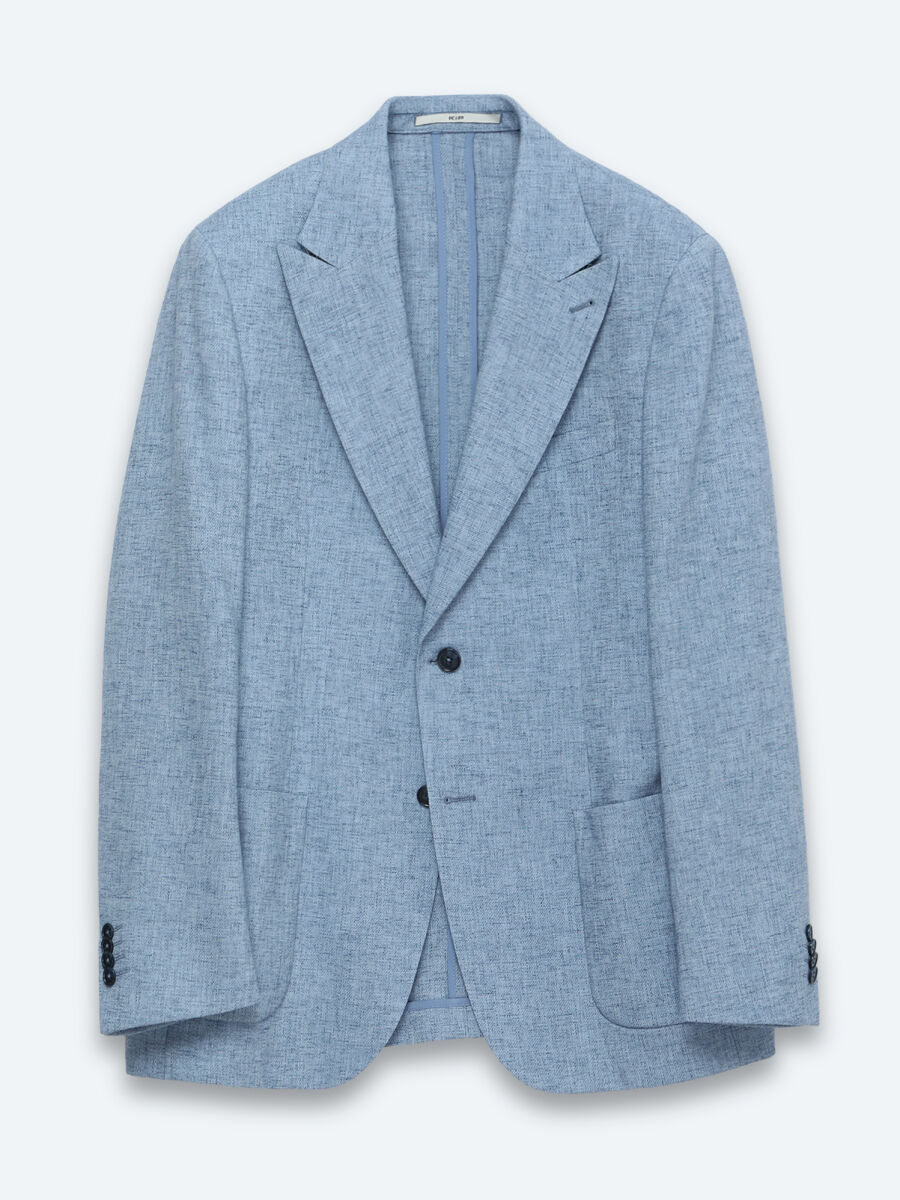 Mavi Desenli Modern Fit Keten Karışımlı Ceket - 6