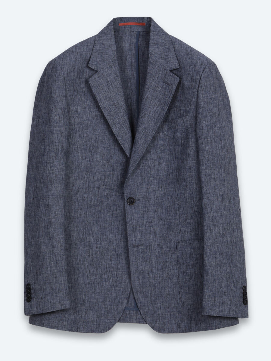 Mavi Desenli Modern Fit Keten Karışımlı Takım Elbise - 6