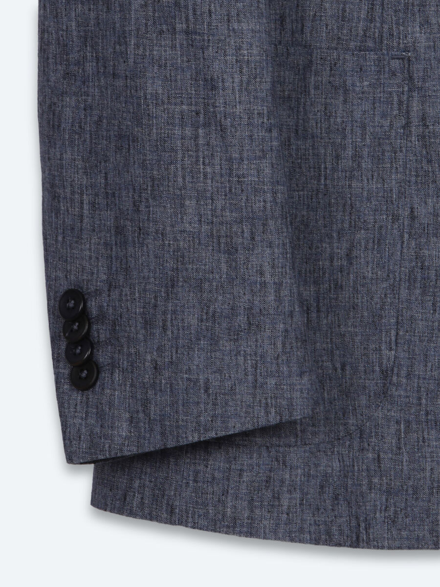 Mavi Desenli Modern Fit Keten Karışımlı Takım Elbise - 9