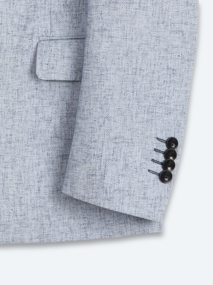 Mavi Desenli Regular Fit Keten Karışımlı Ceket - 8