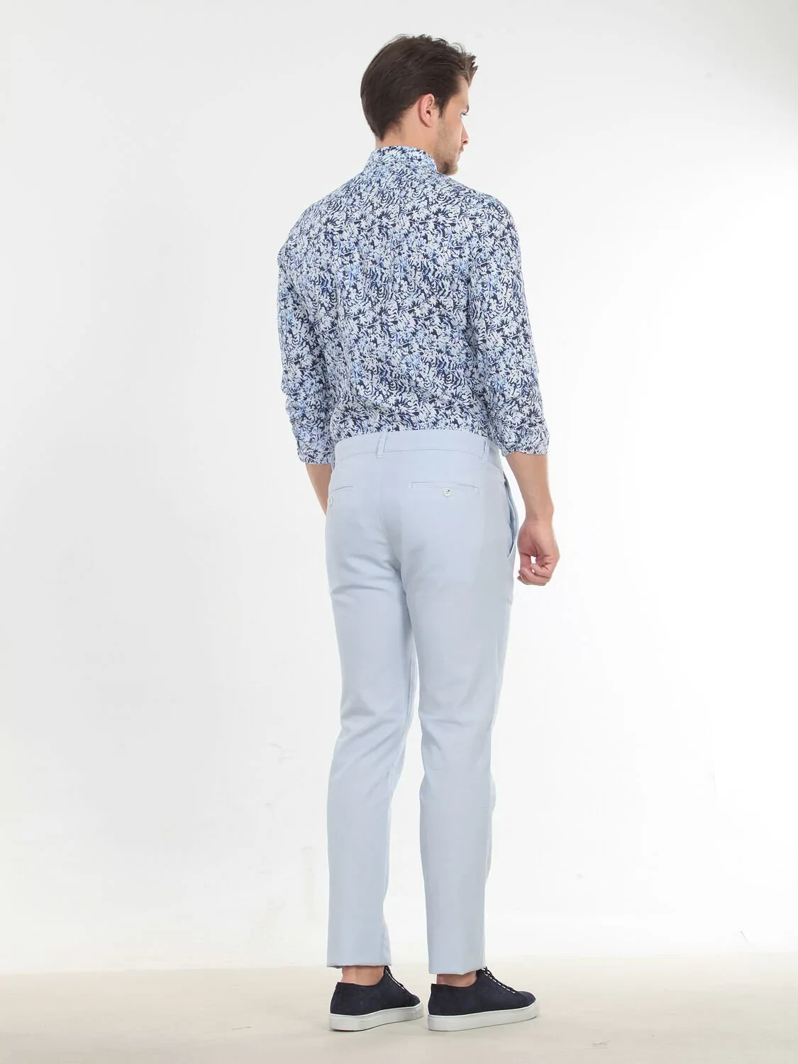 Mavi Düz Dokuma Regular Fit Casual Pamuk Karışımlı Pantolon - 5