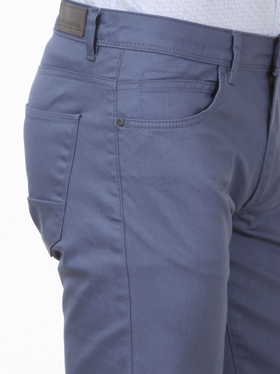 Mavi Düz Dokuma Regular Fit Casual Pamuk Karışımlı Pantolon - 3
