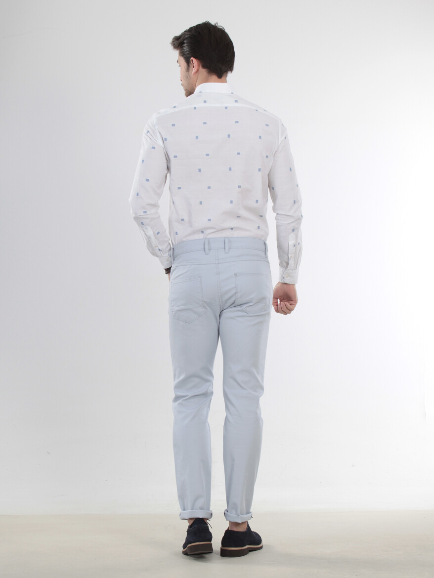 Mavi Düz Dokuma Slim Fit Casual Pamuk Karışımlı Pantolon - 4